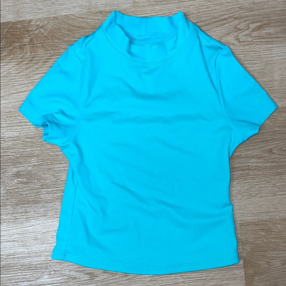 Lands’ End Blue Short Sleeve Unisex Swimsuit Rash Guard size 4 Kids